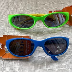 Safety Zone Kids Sunglasses Lot of 2 Eye Wear Blue and Green Shades New